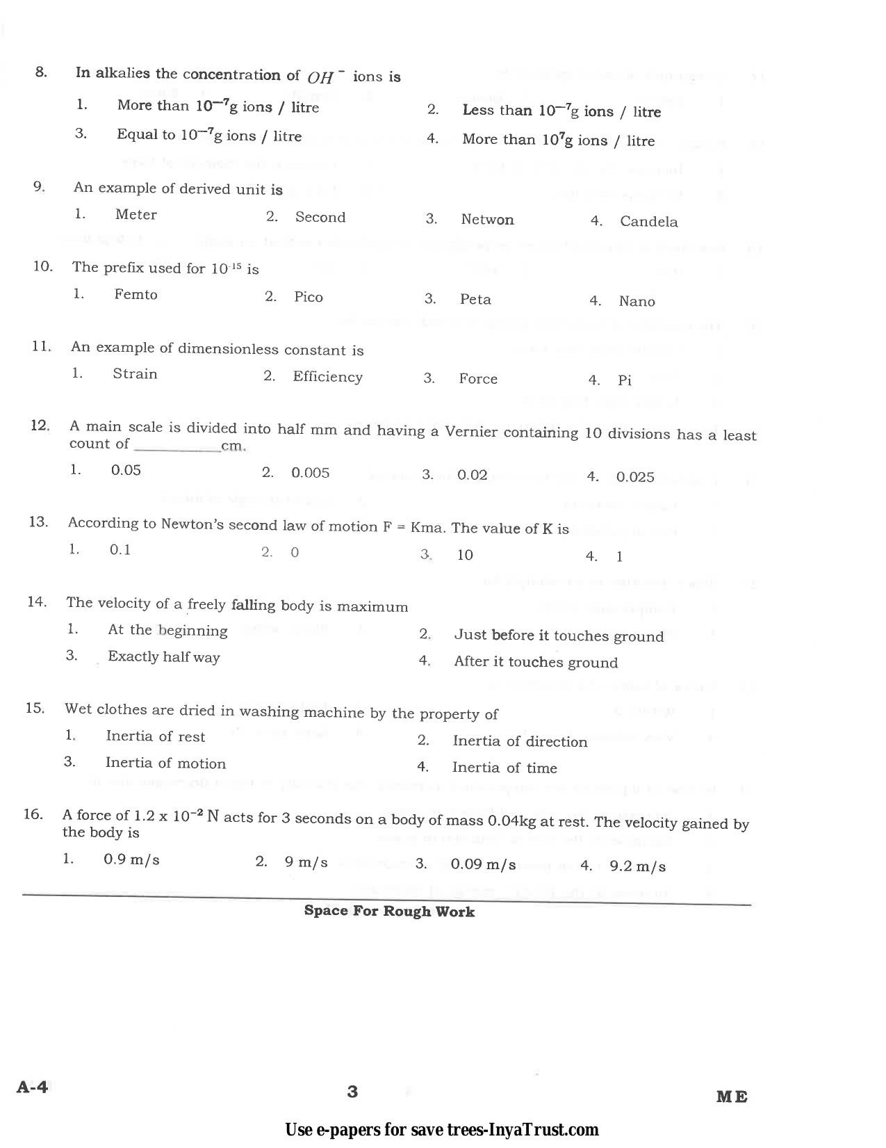 Karnataka Diploma CET- 2015 Mechanical Engineering Question Paper - Page 3