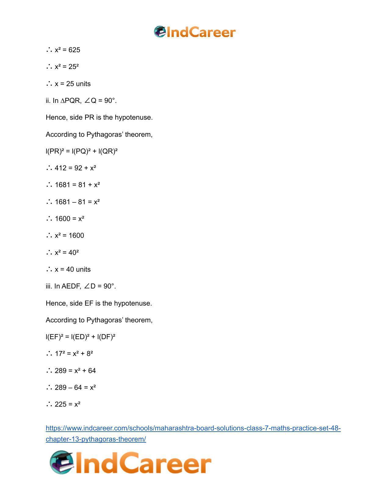 Maharashtra Board Solutions Class 7-Maths (Practice Set 48): Chapter 13- Pythagoras Theorem - Page 3
