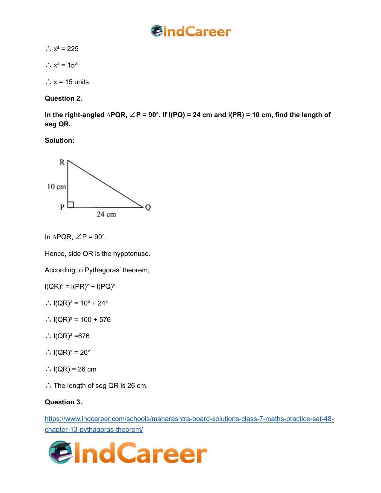 Maharashtra Board Solutions Class 7-Maths (Practice Set 48): Chapter 13- Pythagoras Theorem - Page 4