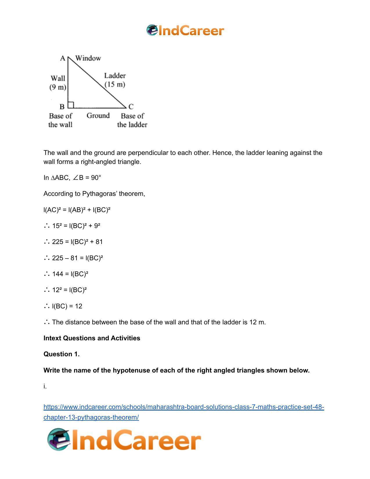 Maharashtra Board Solutions Class 7-Maths (Practice Set 48): Chapter 13- Pythagoras Theorem - Page 6