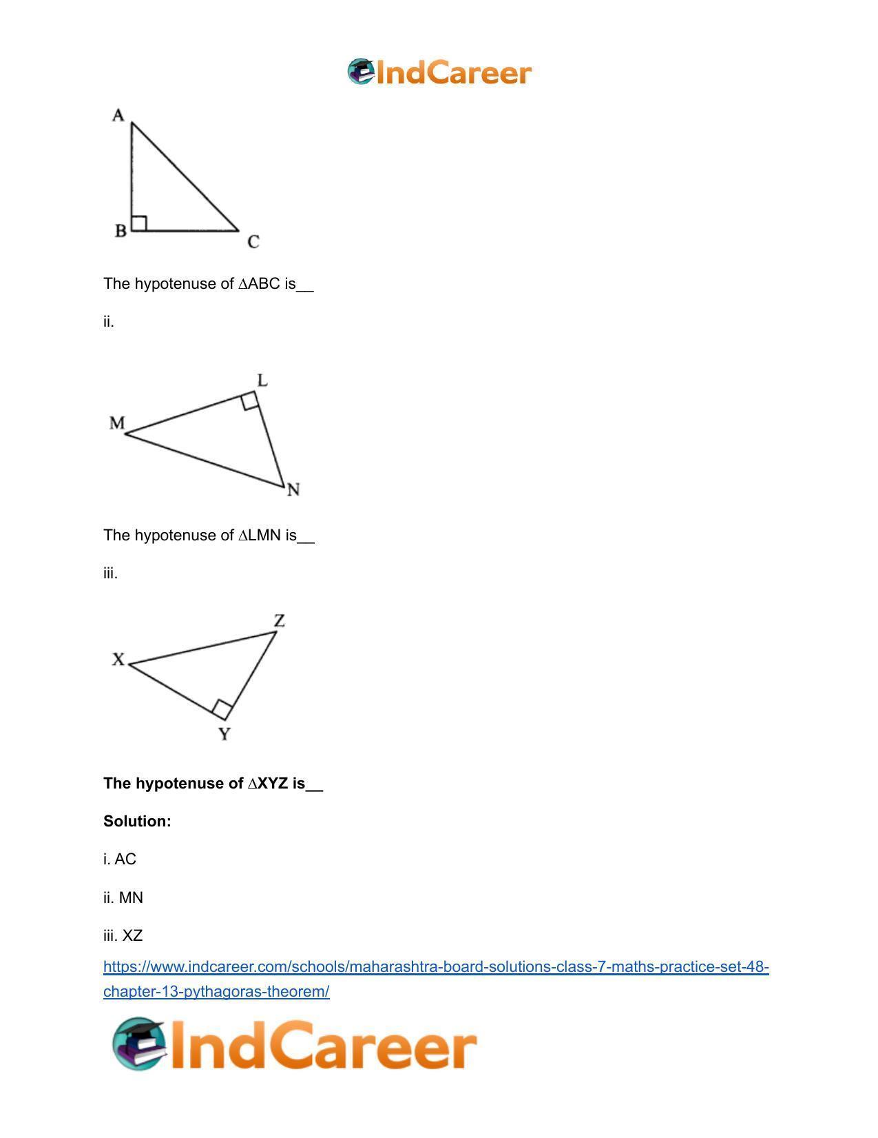 Maharashtra Board Solutions Class 7-Maths (Practice Set 48): Chapter 13- Pythagoras Theorem - Page 7