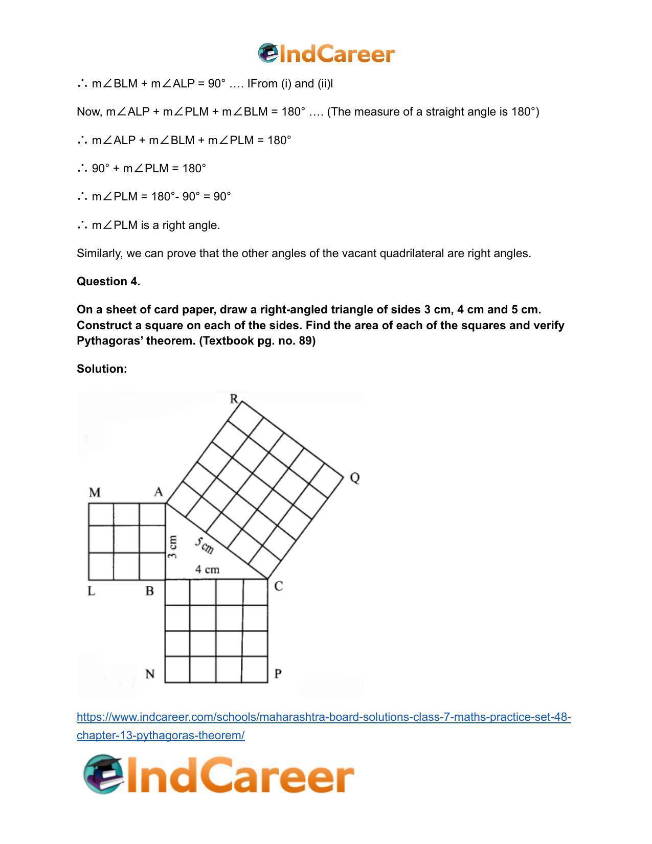 Maharashtra Board Solutions Class 7-Maths (Practice Set 48): Chapter 13- Pythagoras Theorem - Page 10