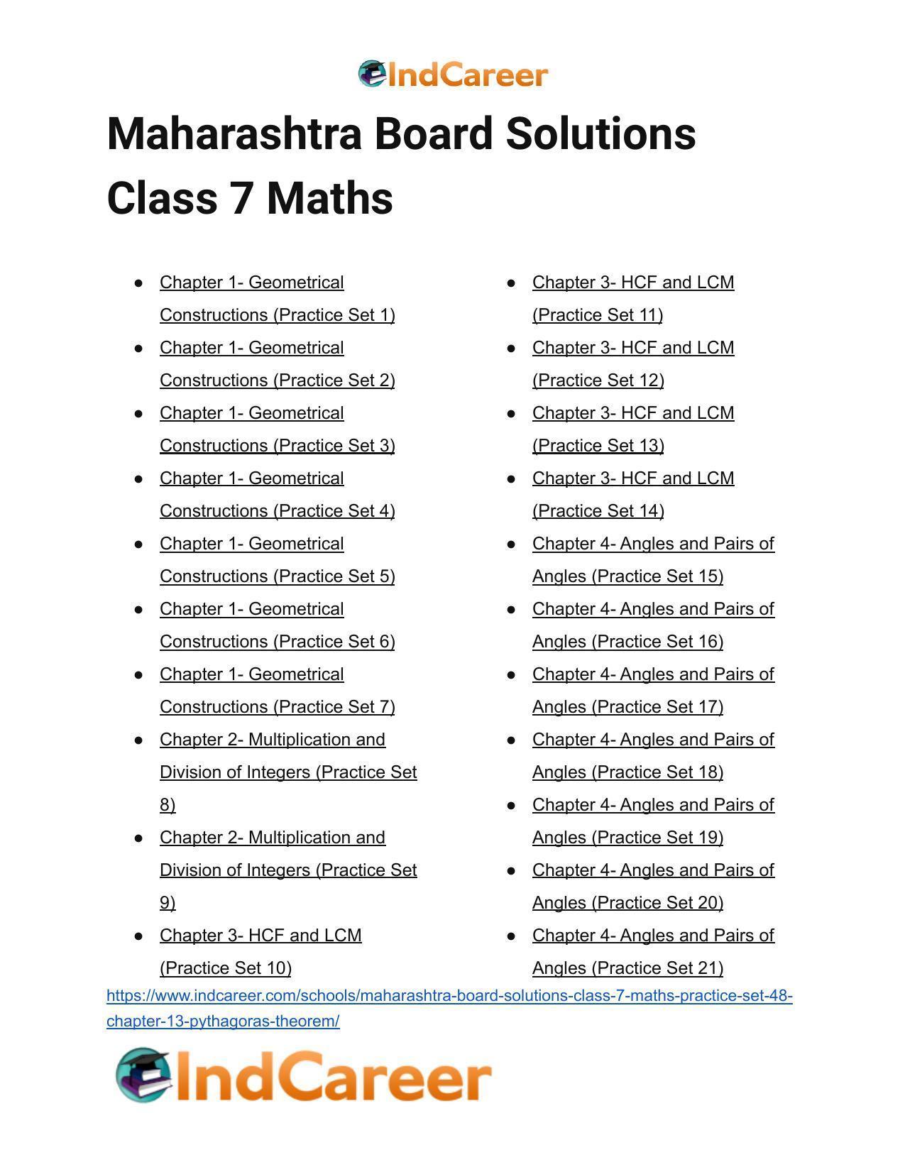 Maharashtra Board Solutions Class 7-Maths (Practice Set 48): Chapter 13- Pythagoras Theorem - Page 12
