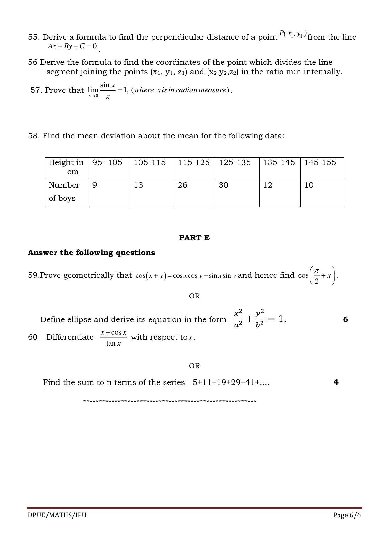 Karnataka 1st PUC MATHS Model Question Paper - Page 6