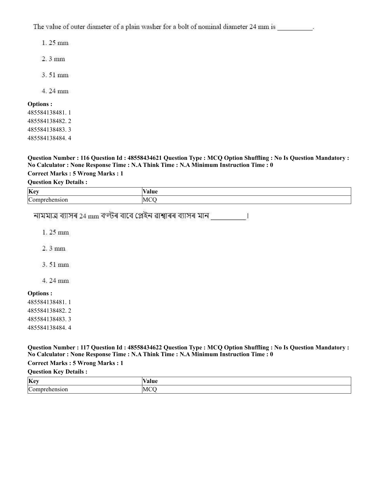 CUET 2023 English Assamese Shift 3 Question Paper - 18 June 2023 - Page 114
