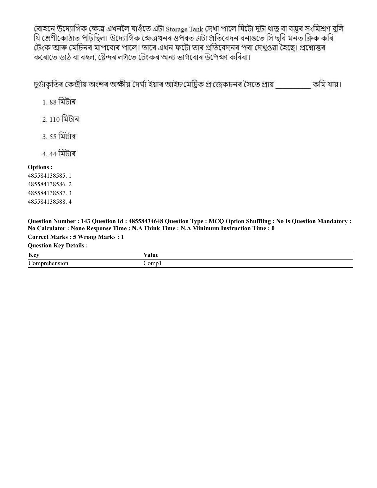 CUET 2023 English Assamese Shift 3 Question Paper - 18 June 2023 - Page 149