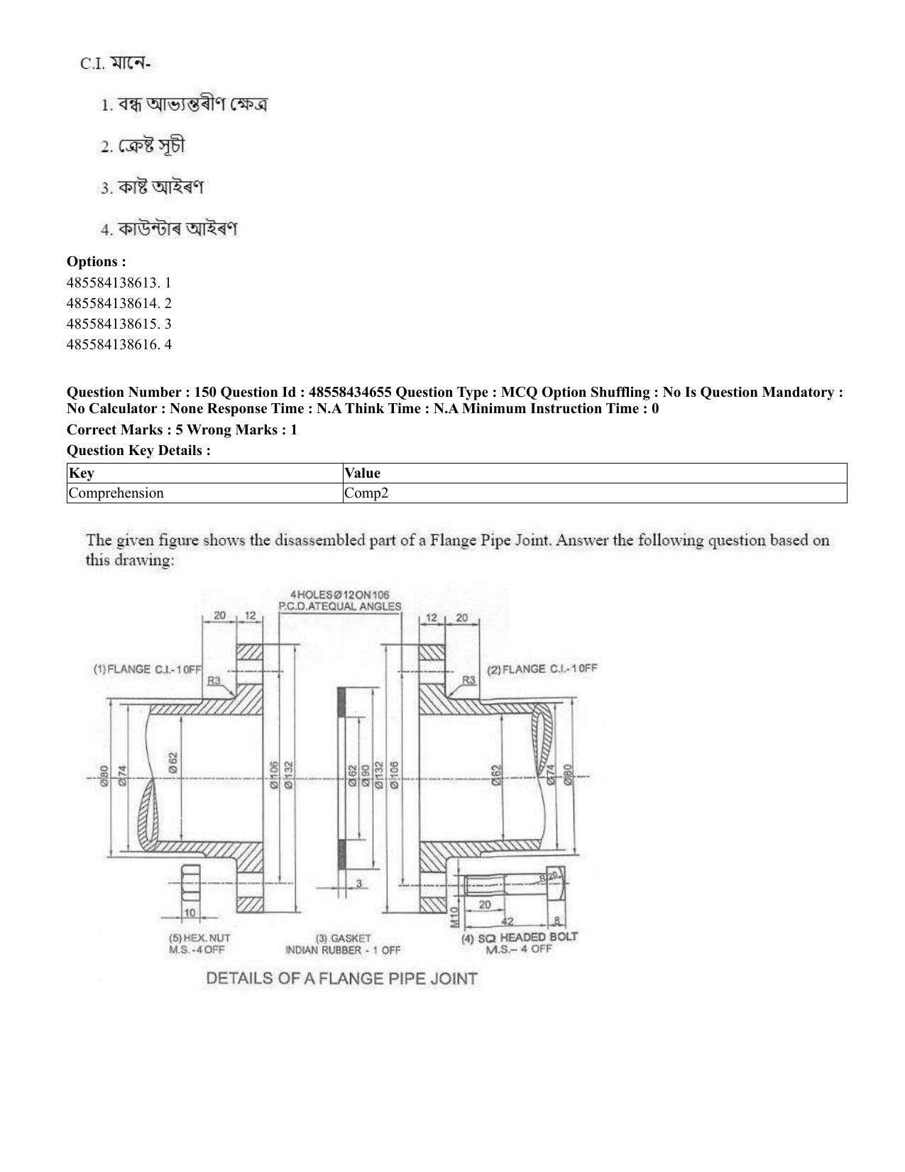 CUET 2023 English Assamese Shift 3 Question Paper - 18 June 2023 - Page 162