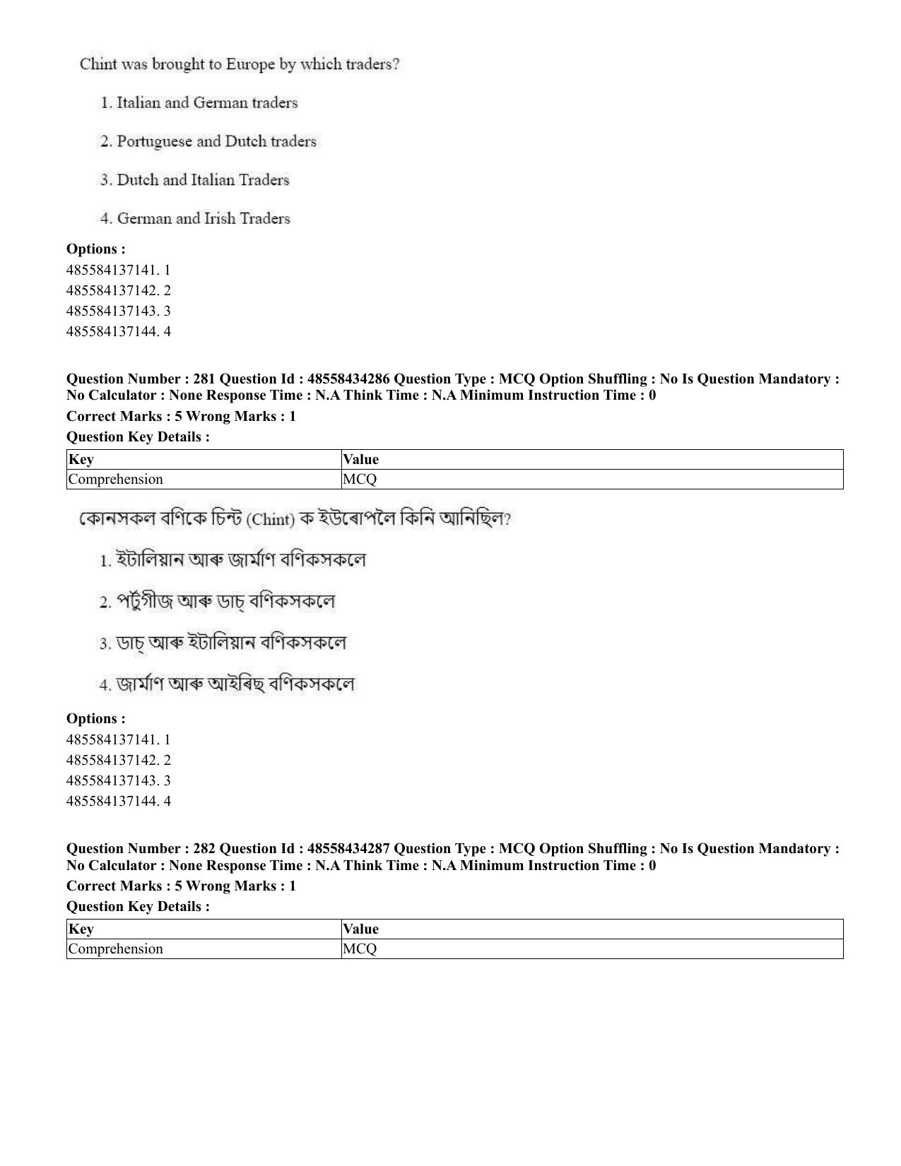 CUET 2023 English Assamese Shift 3 Question Paper - 18 June 2023 - Page 255