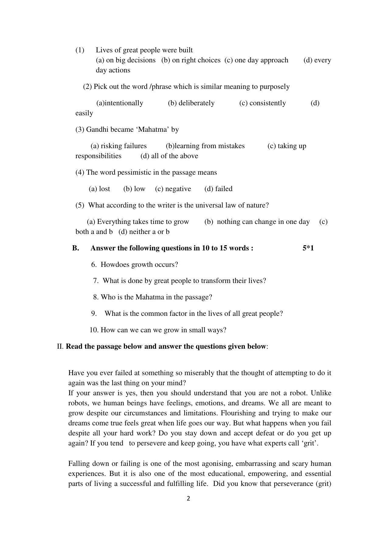 Tripura Board Class 12th English Model Question Paper 2023 - Page 2