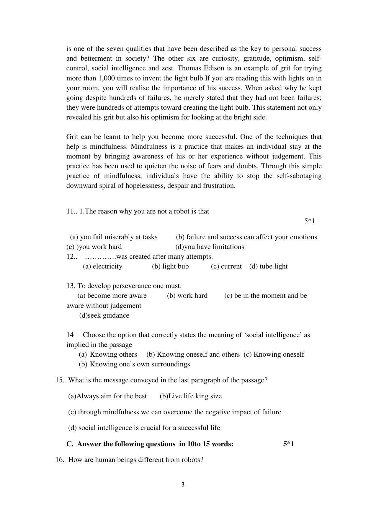 Tripura Board Class 12th English Model Question Paper 2023 - Page 3
