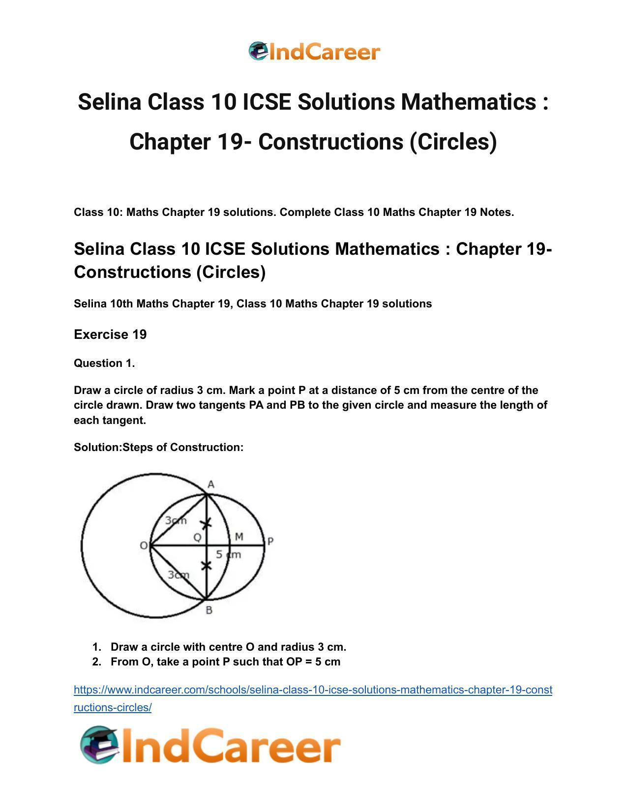 Selina Class 10 ICSE Solutions Mathematics : Chapter 19- Constructions (Circles) - Page 2