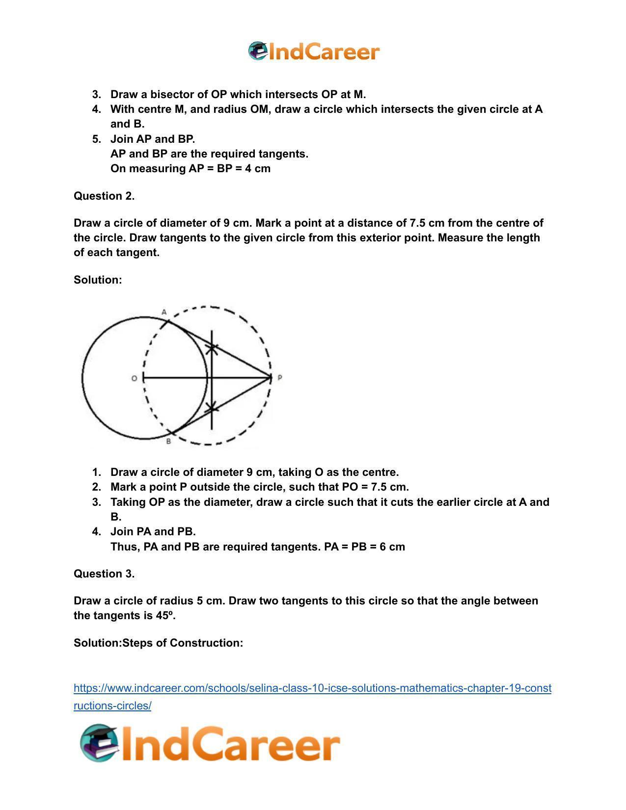 Selina Class 10 ICSE Solutions Mathematics : Chapter 19- Constructions (Circles) - Page 3