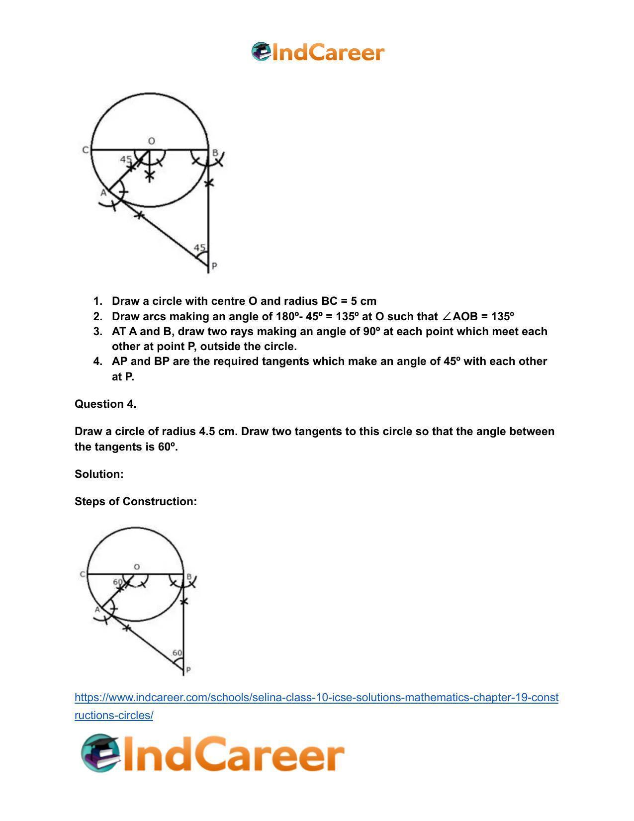 Selina Class 10 ICSE Solutions Mathematics : Chapter 19- Constructions (Circles) - Page 4
