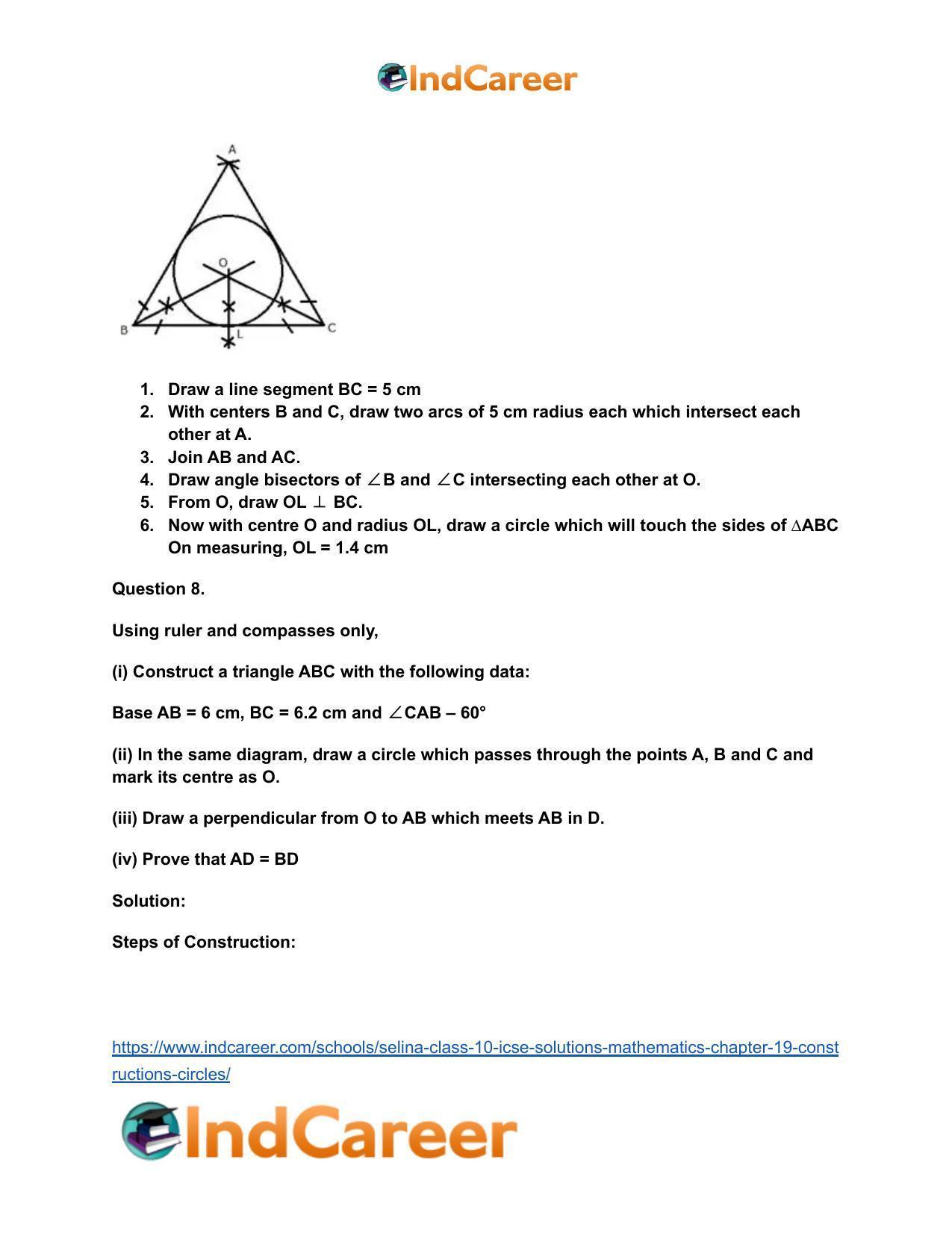 Selina Class 10 ICSE Solutions Mathematics : Chapter 19- Constructions (Circles) - Page 7