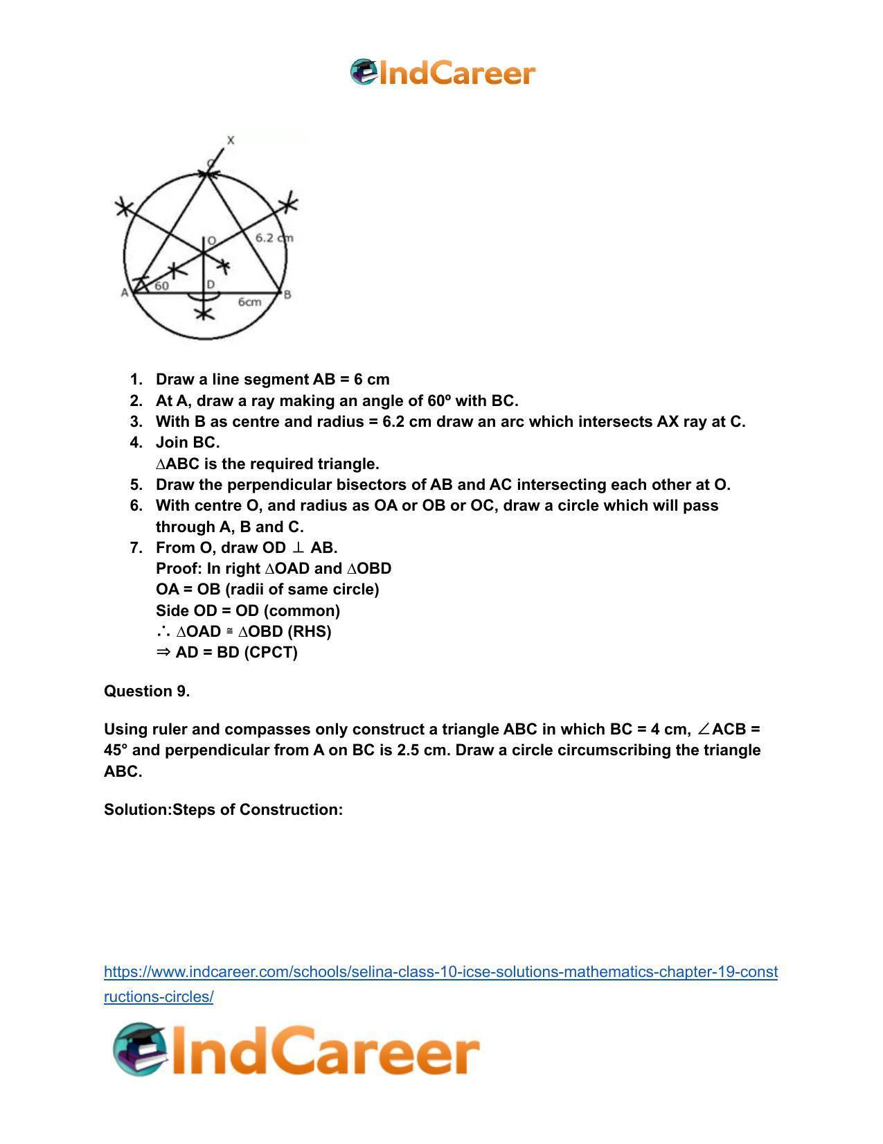 Selina Class 10 ICSE Solutions Mathematics : Chapter 19- Constructions (Circles) - Page 8