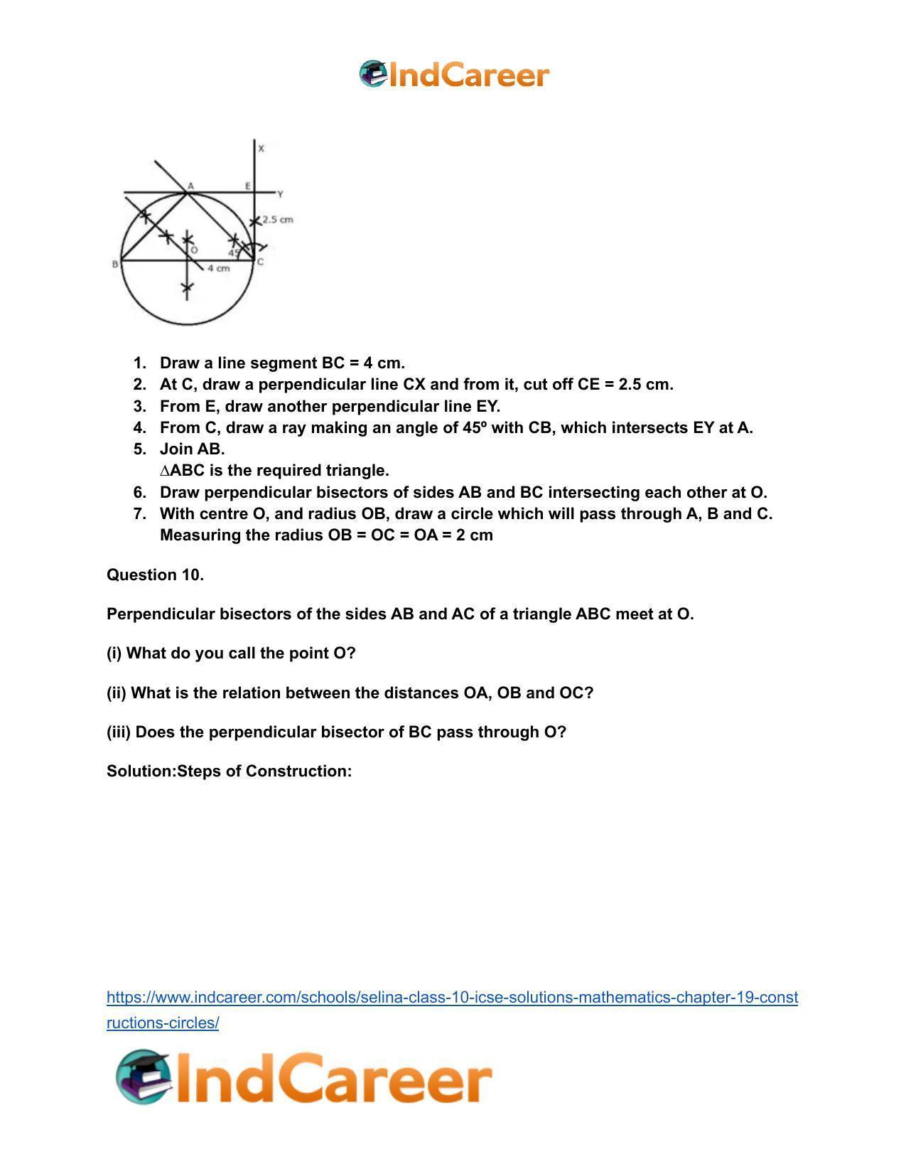 Selina Class 10 ICSE Solutions Mathematics : Chapter 19- Constructions (Circles) - Page 9