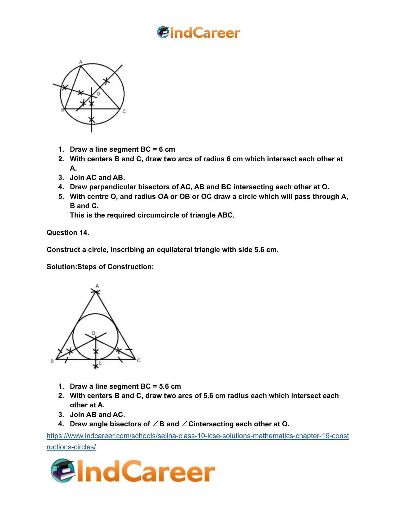 Selina Class 10 ICSE Solutions Mathematics : Chapter 19- Constructions (Circles) - Page 12