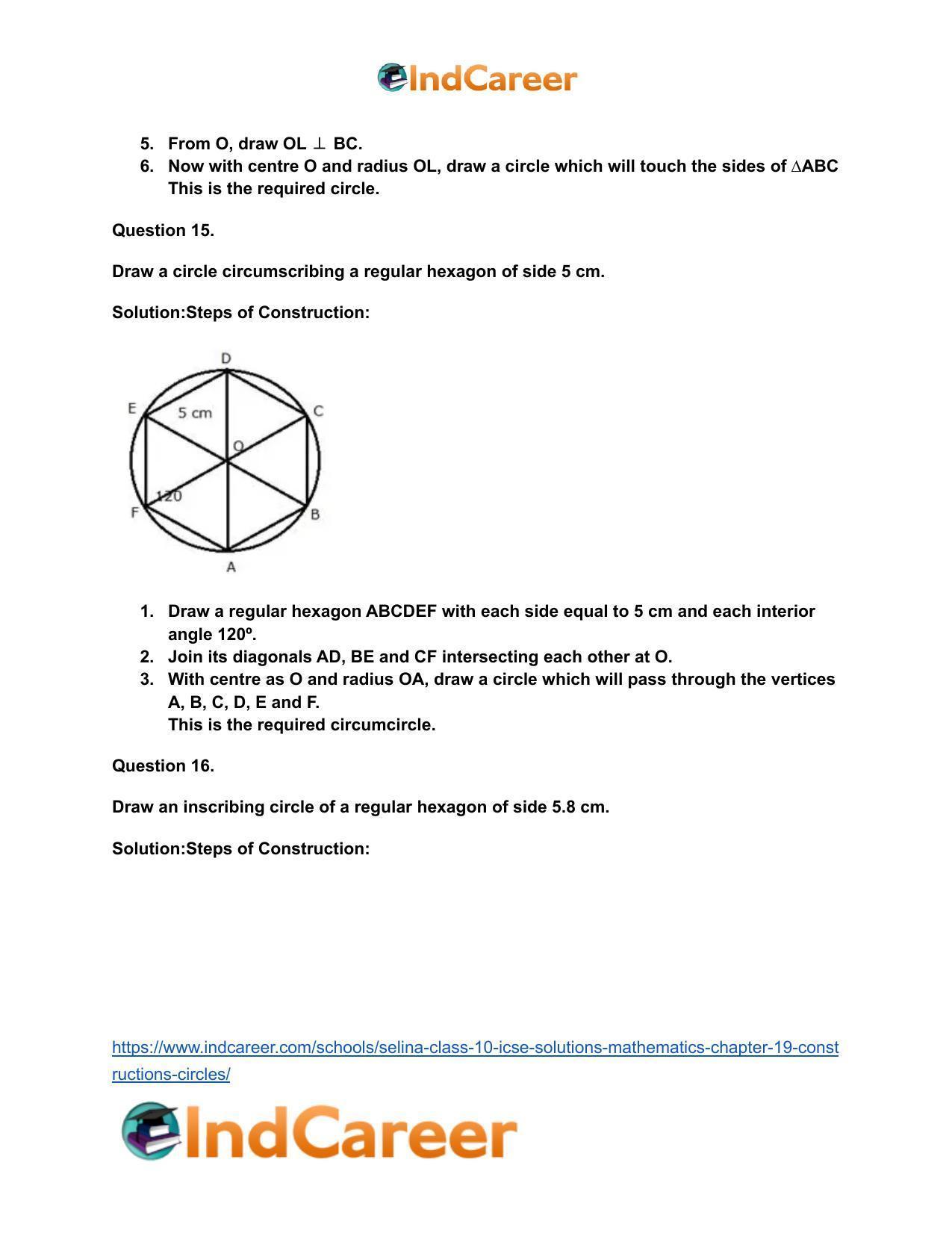 Selina Class 10 ICSE Solutions Mathematics : Chapter 19- Constructions (Circles) - Page 13