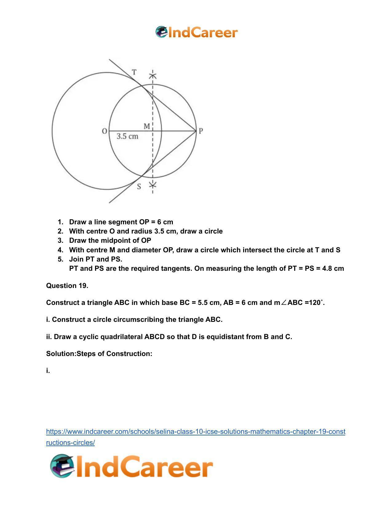Selina Class 10 ICSE Solutions Mathematics : Chapter 19- Constructions (Circles) - Page 16