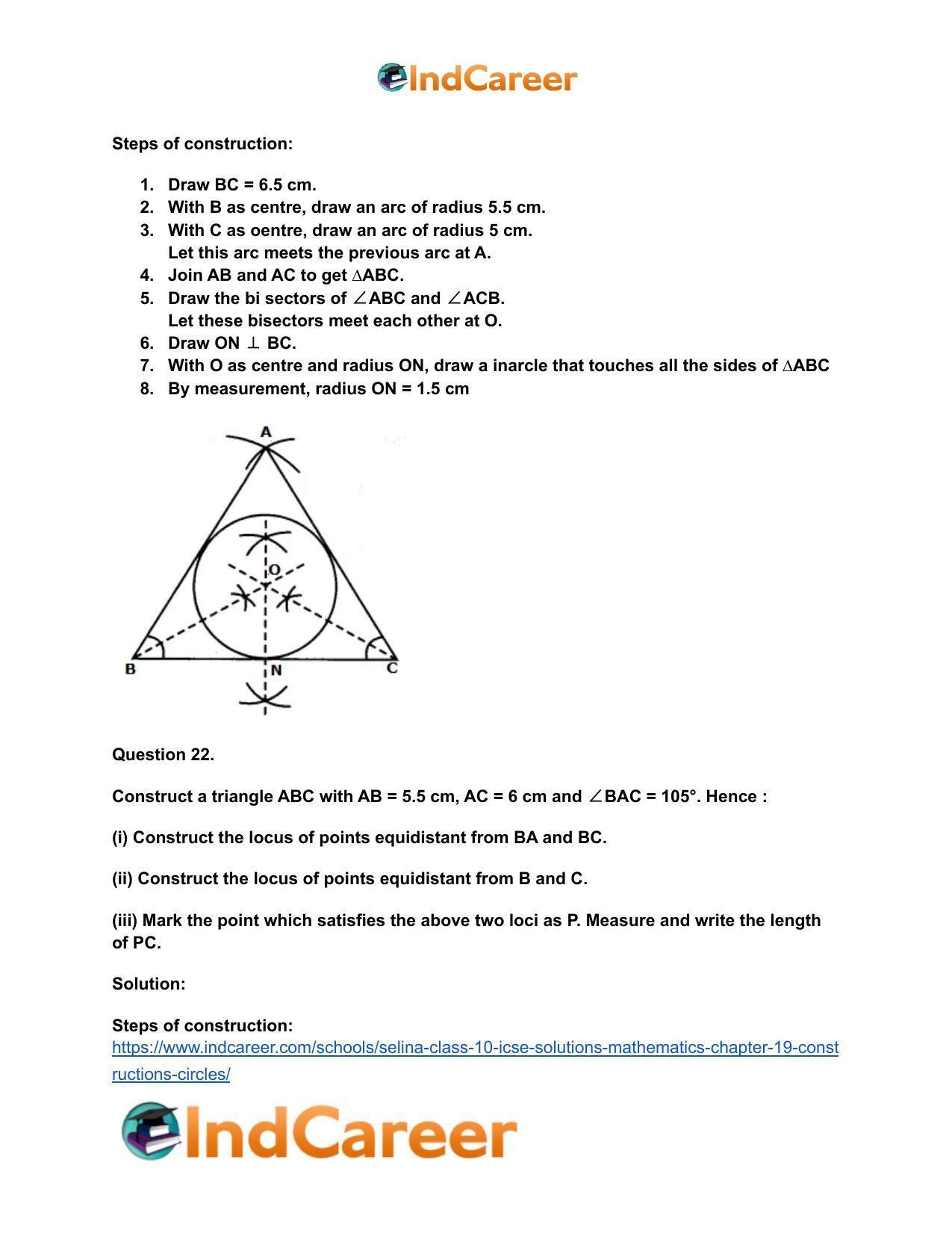 Selina Class 10 ICSE Solutions Mathematics : Chapter 19- Constructions (Circles) - Page 19