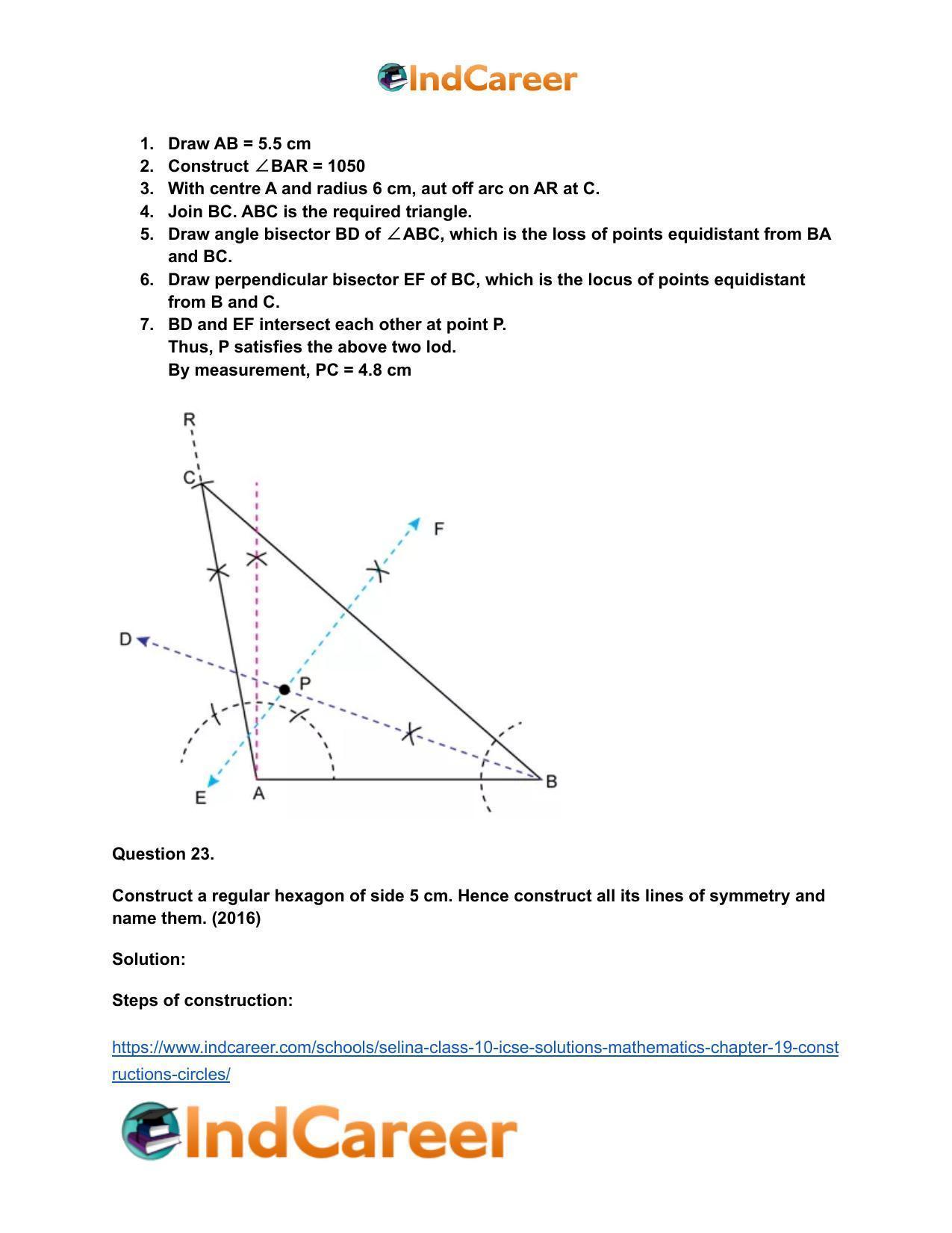 Selina Class 10 ICSE Solutions Mathematics : Chapter 19- Constructions (Circles) - Page 20