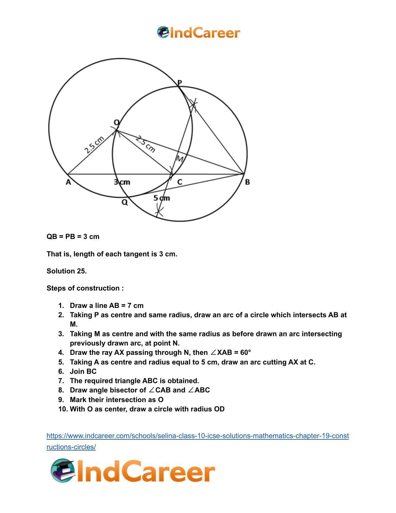 Selina Class 10 ICSE Solutions Mathematics : Chapter 19- Constructions (Circles) - Page 23