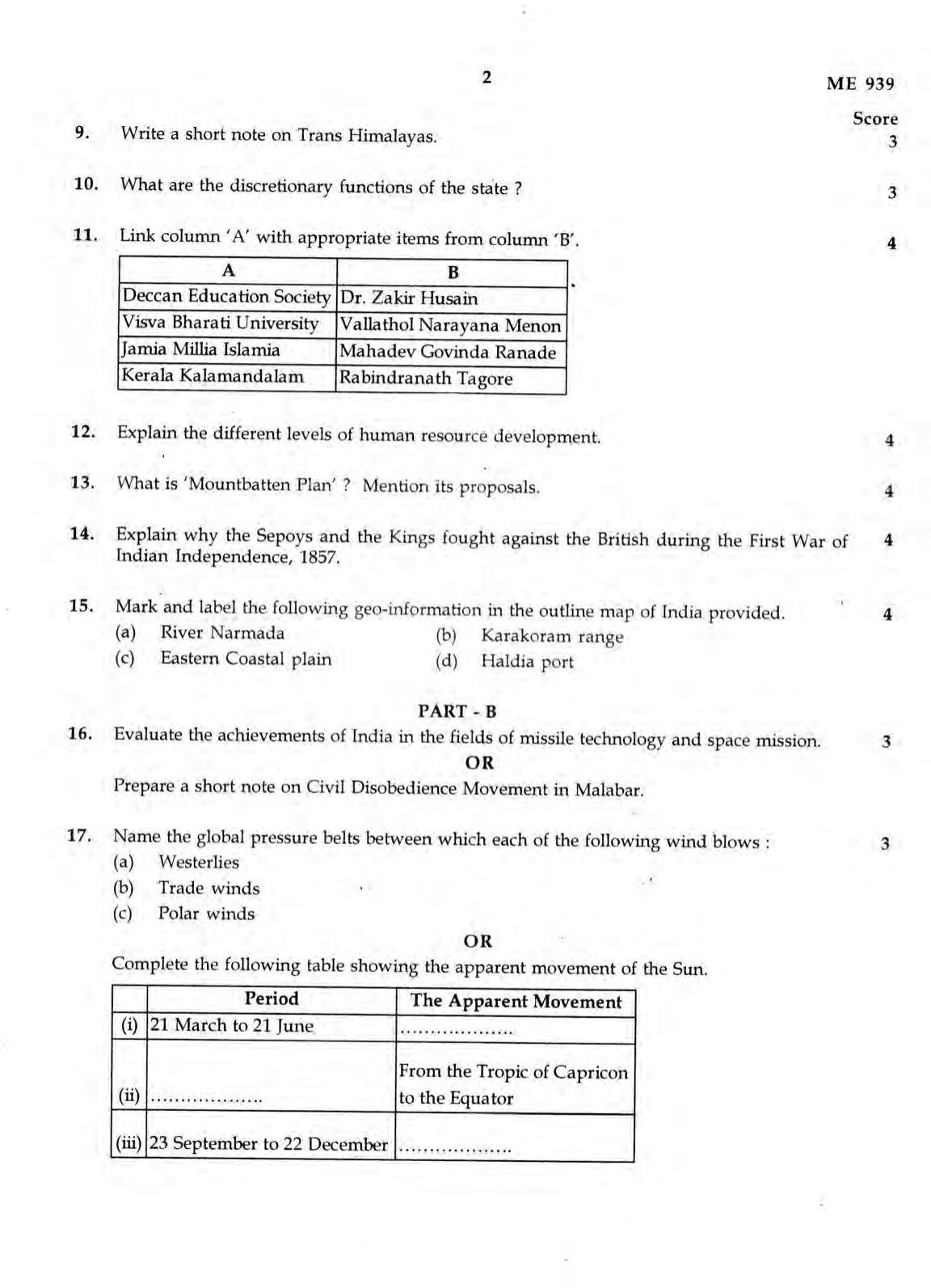 Kerala SSLC 2019 Social Science Question Paper (EM) (Model) - Page 2