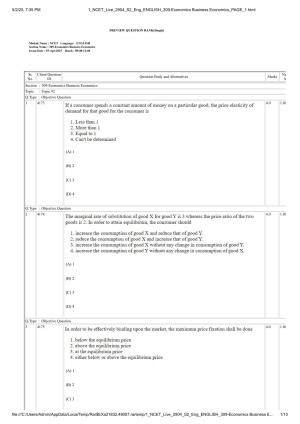 NCET 2025 Question Paper - Economics Business Economics