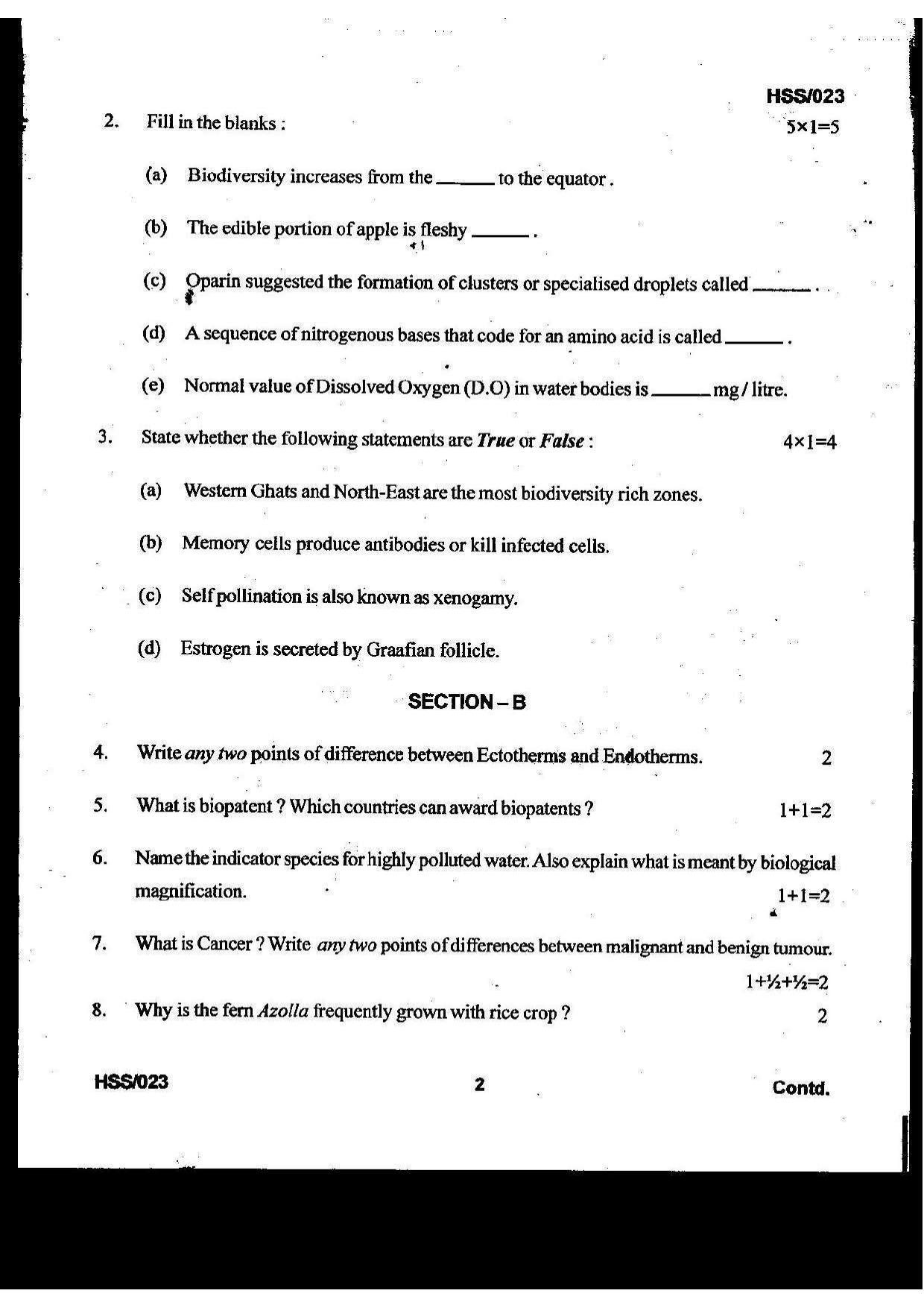 MBSE HSSLC 2021 Science Question Paper - Page 2