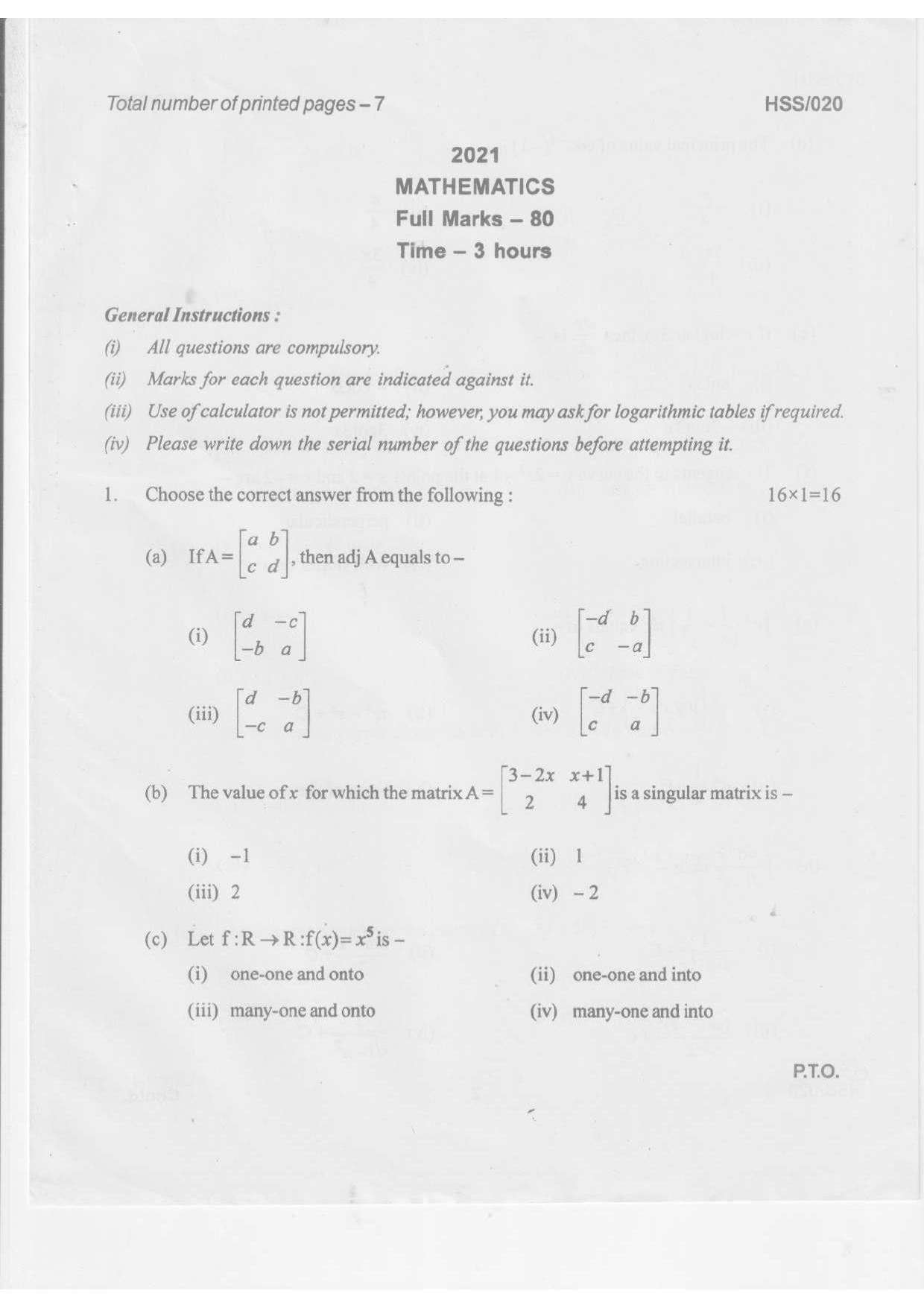 MBSE HSSLC 2021 Science Question Paper - Page 25