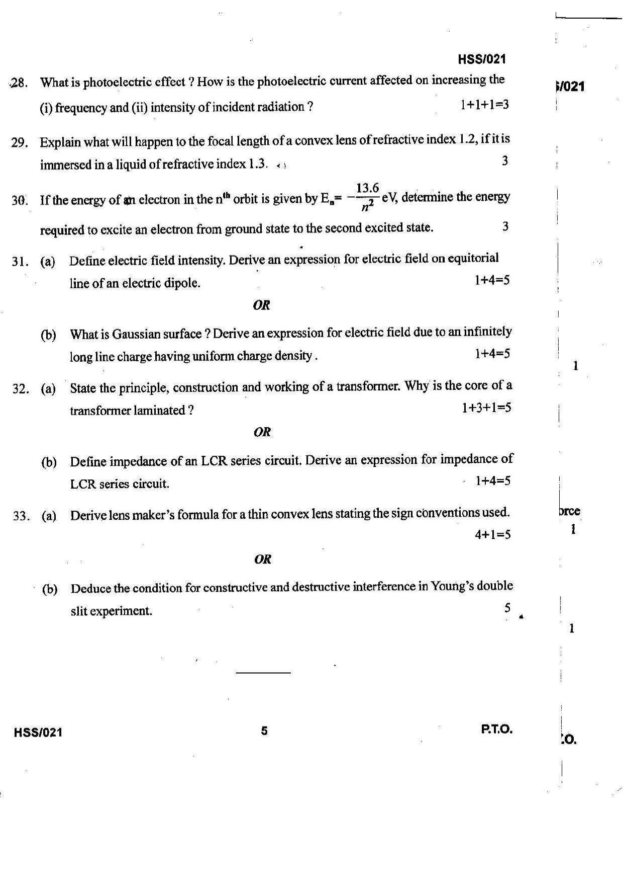 MBSE HSSLC 2021 Science Question Paper - Page 40