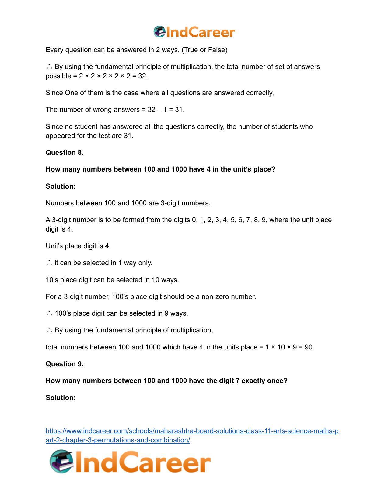 Maharashtra Board Solutions Class 11-Arts & Science Maths (Part 2): Chapter 3- Permutations and Combination - Page 6