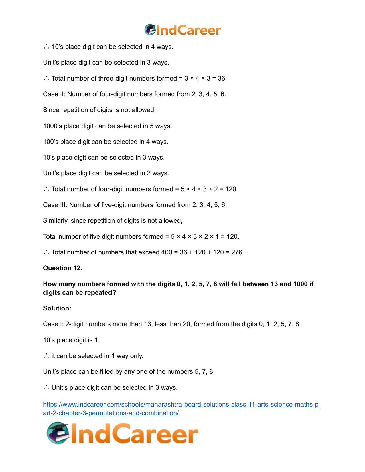 Maharashtra Board Solutions Class 11-Arts & Science Maths (Part 2): Chapter 3- Permutations and Combination - Page 9