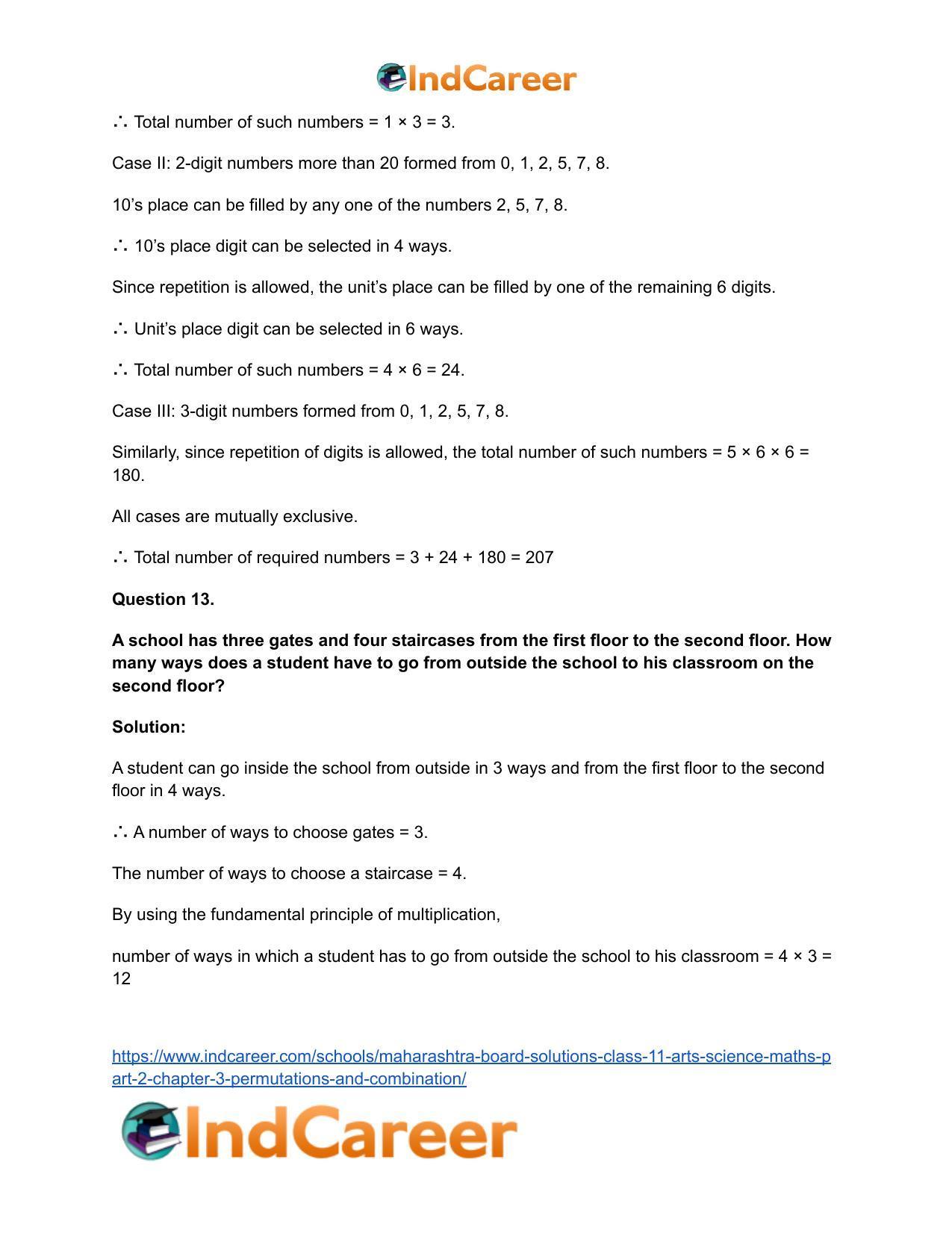 Maharashtra Board Solutions Class 11-Arts & Science Maths (Part 2): Chapter 3- Permutations and Combination - Page 10