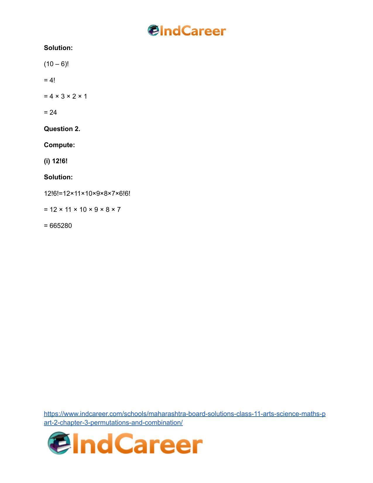 Maharashtra Board Solutions Class 11-Arts & Science Maths (Part 2): Chapter 3- Permutations and Combination - Page 13