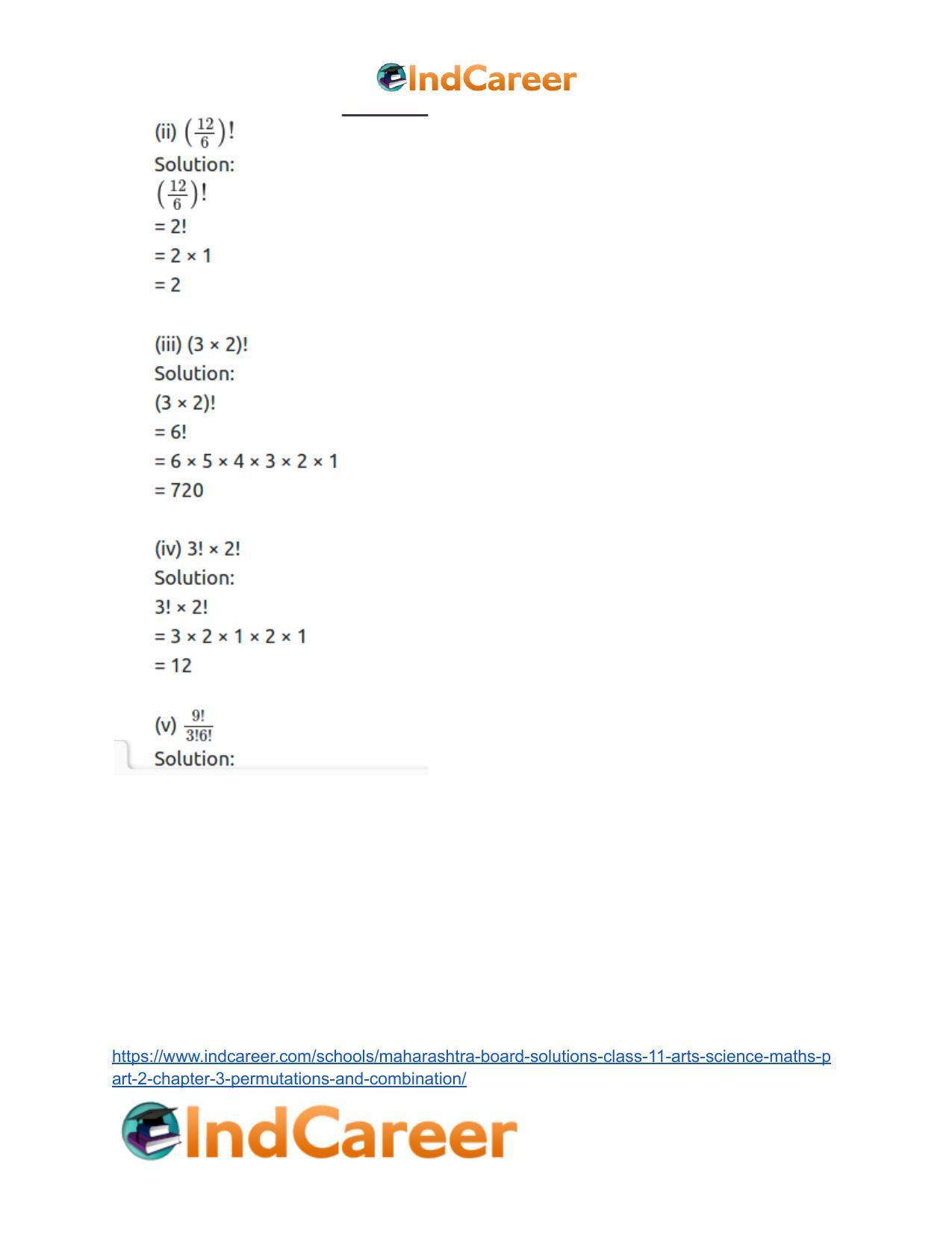 Maharashtra Board Solutions Class 11-Arts & Science Maths (Part 2): Chapter 3- Permutations and Combination - Page 14