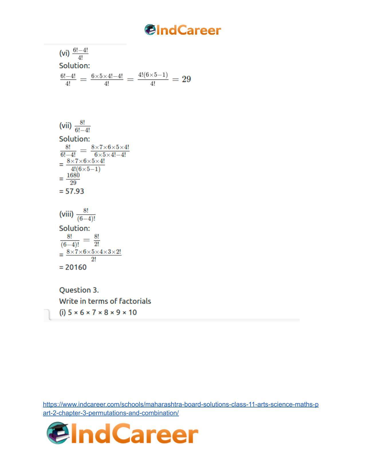 Maharashtra Board Solutions Class 11-Arts & Science Maths (Part 2): Chapter 3- Permutations and Combination - Page 15