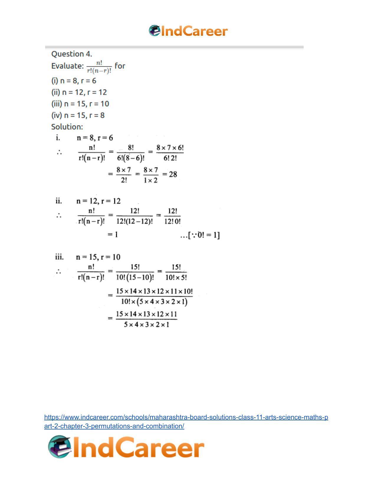 Maharashtra Board Solutions Class 11-Arts & Science Maths (Part 2): Chapter 3- Permutations and Combination - Page 17