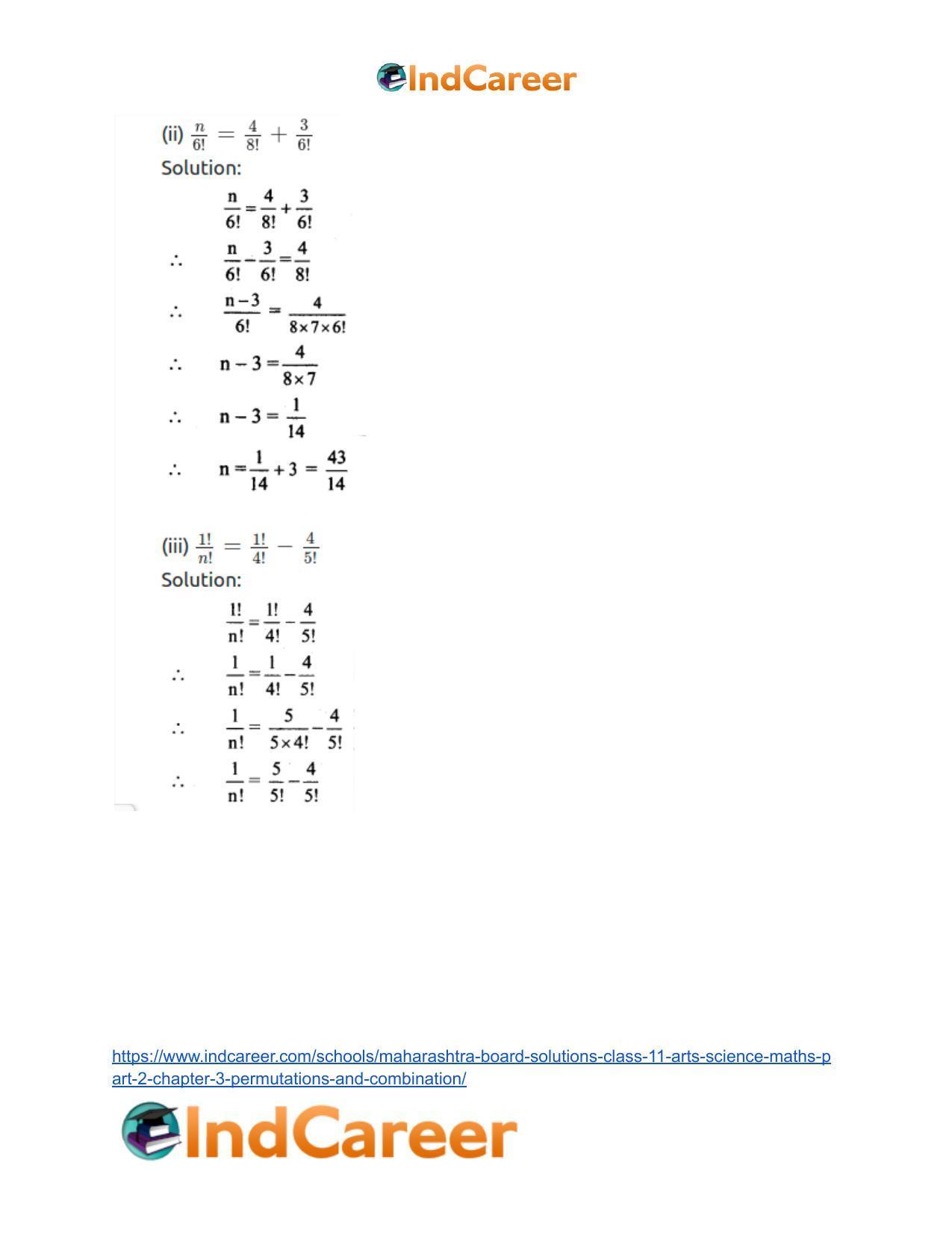 Maharashtra Board Solutions Class 11-Arts & Science Maths (Part 2): Chapter 3- Permutations and Combination - Page 19