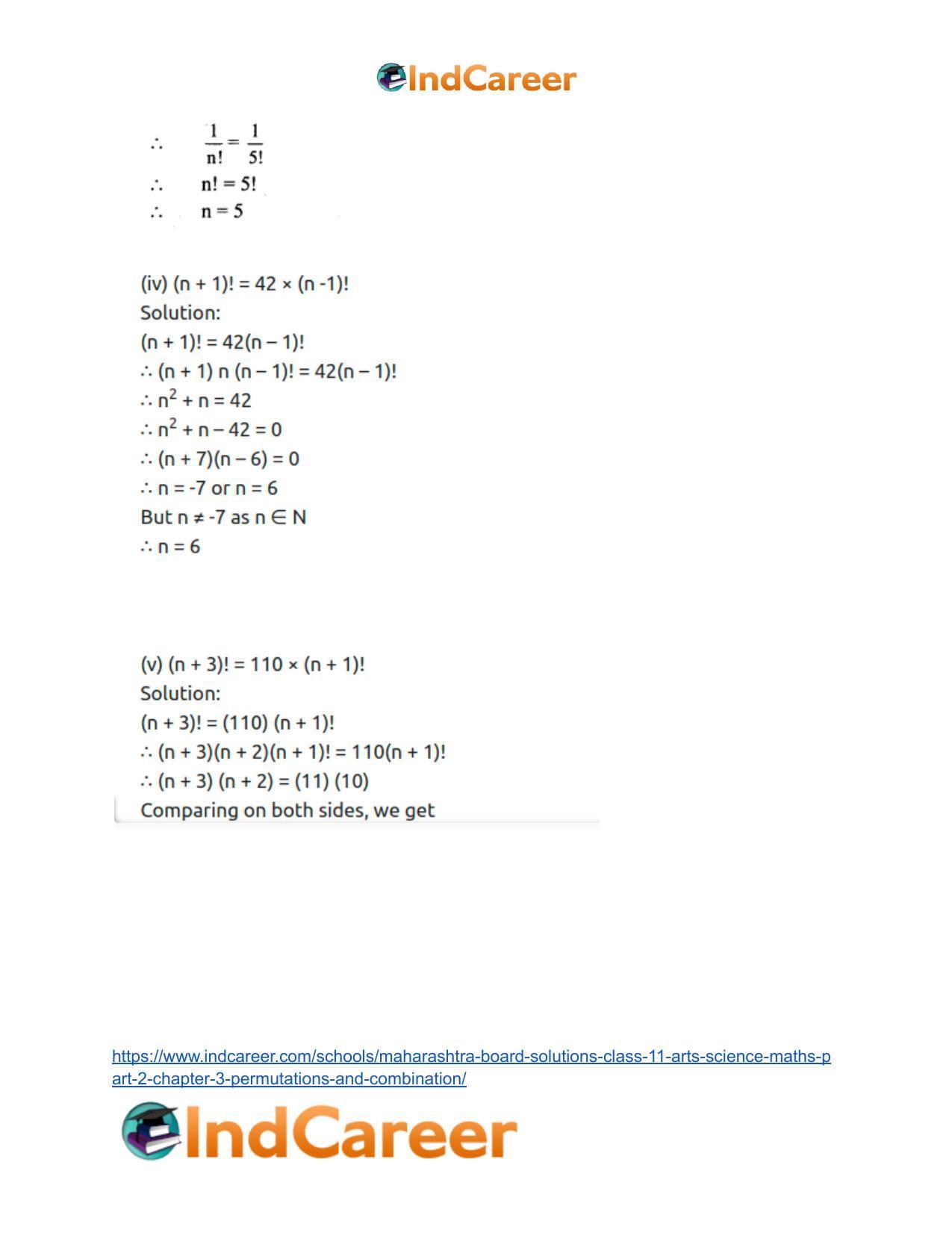 Maharashtra Board Solutions Class 11-Arts & Science Maths (Part 2): Chapter 3- Permutations and Combination - Page 20