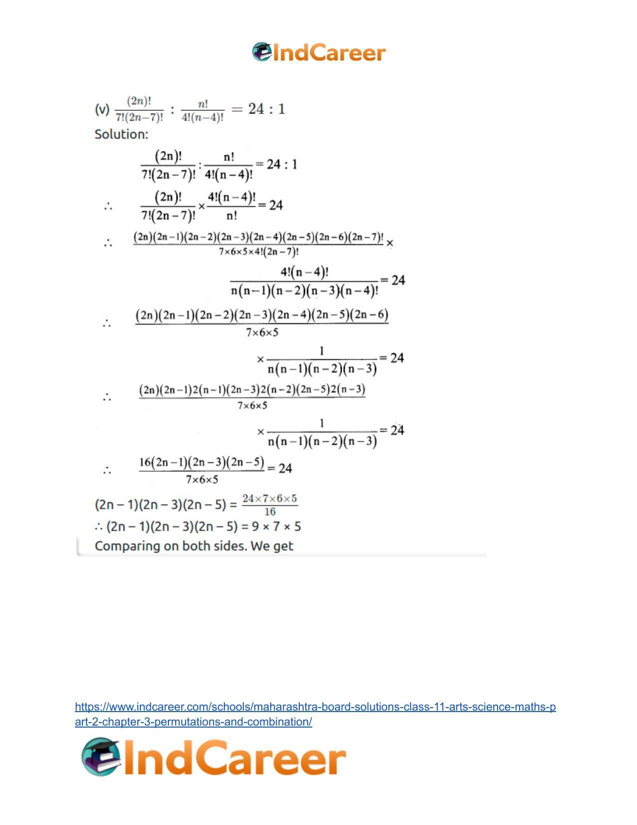 Maharashtra Board Solutions Class 11-Arts & Science Maths (Part 2): Chapter 3- Permutations and Combination - Page 24