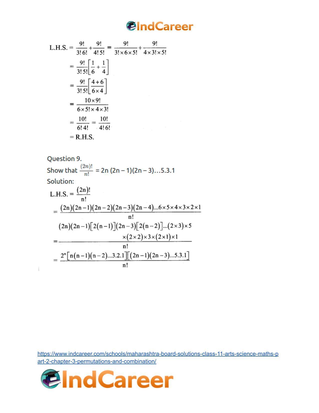 Maharashtra Board Solutions Class 11-Arts & Science Maths (Part 2): Chapter 3- Permutations and Combination - Page 26