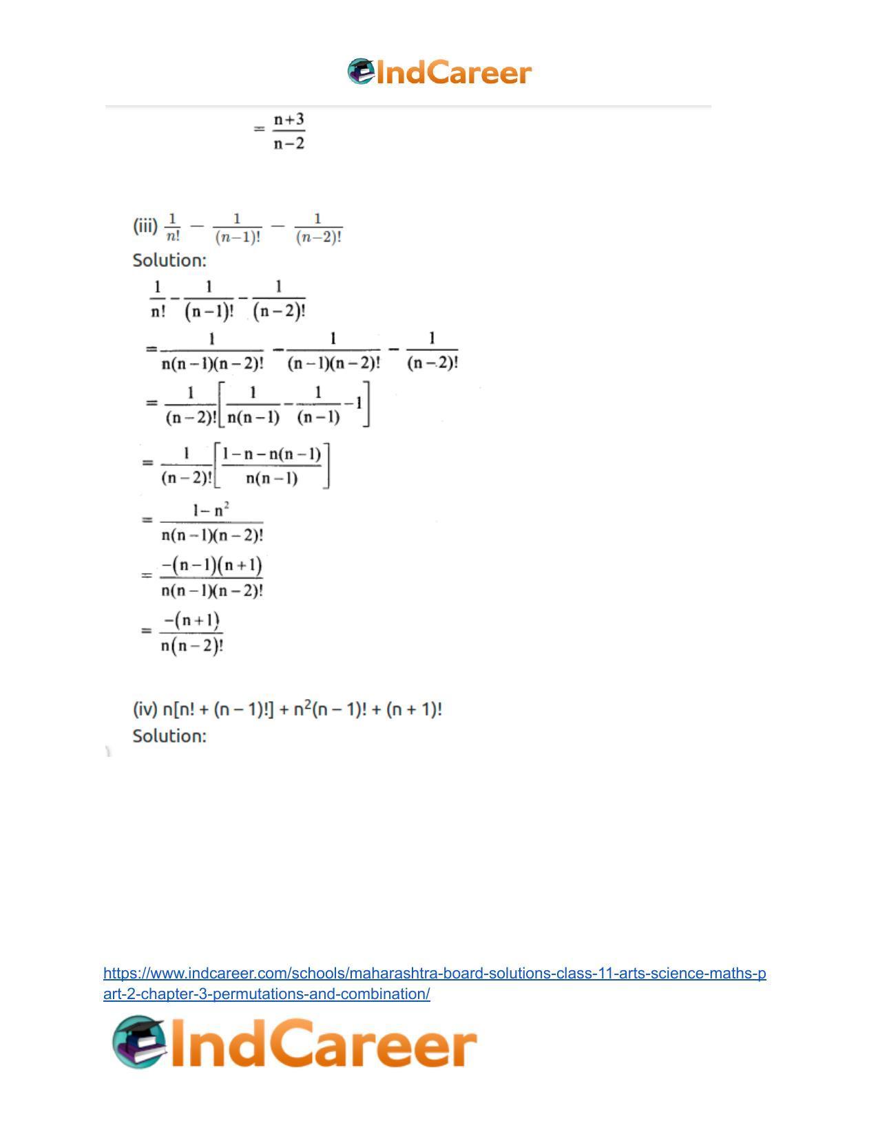 Maharashtra Board Solutions Class 11-Arts & Science Maths (Part 2): Chapter 3- Permutations and Combination - Page 28