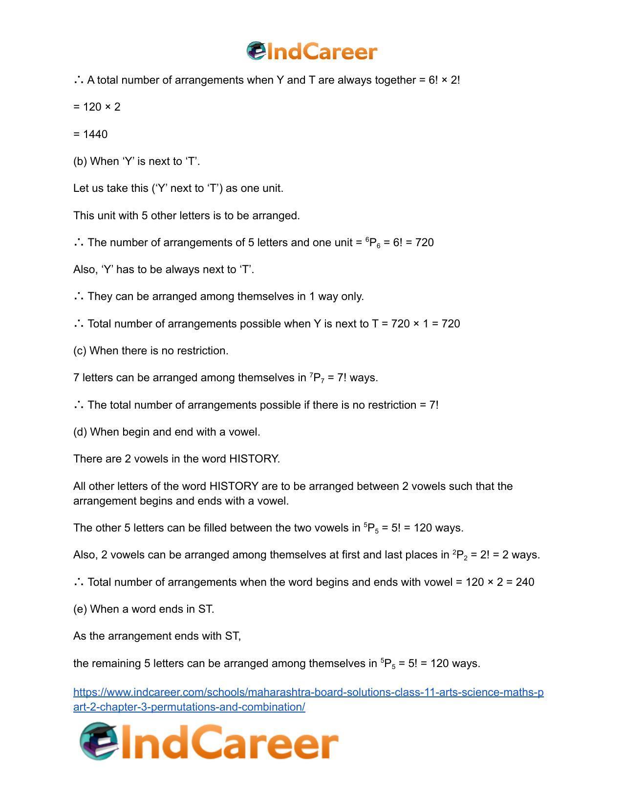 Maharashtra Board Solutions Class 11-Arts & Science Maths (Part 2): Chapter 3- Permutations and Combination - Page 39