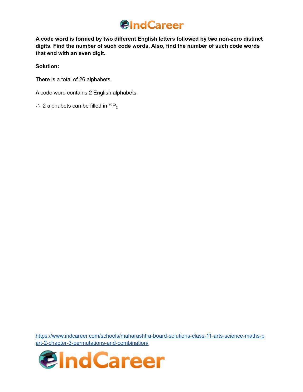 Maharashtra Board Solutions Class 11-Arts & Science Maths (Part 2): Chapter 3- Permutations and Combination - Page 43