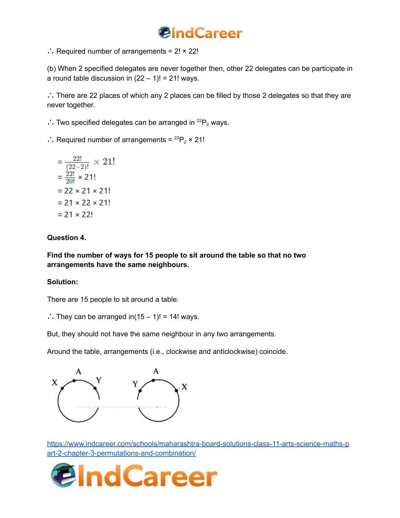 Maharashtra Board Solutions Class 11-Arts & Science Maths (Part 2): Chapter 3- Permutations and Combination - Page 60