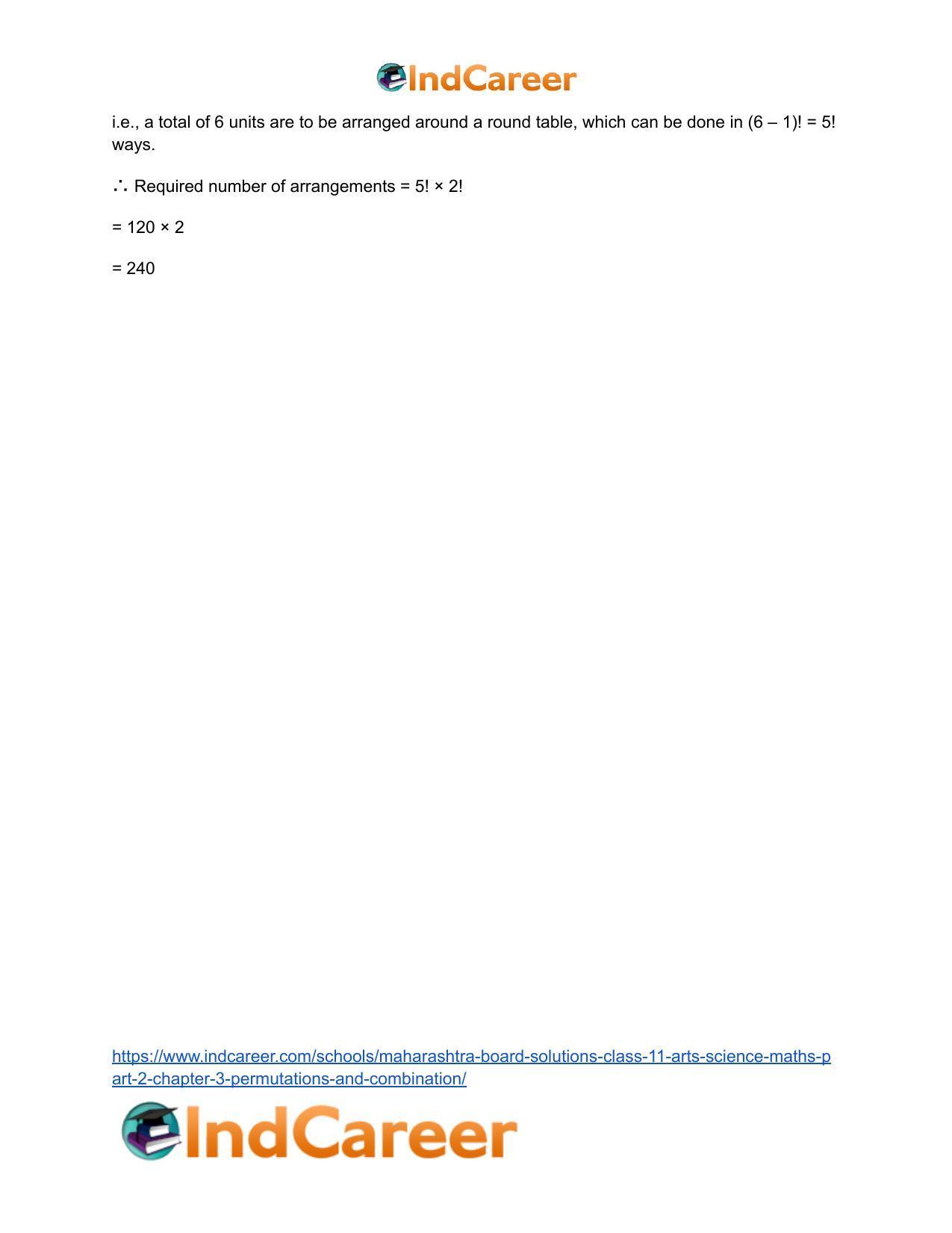Maharashtra Board Solutions Class 11-Arts & Science Maths (Part 2): Chapter 3- Permutations and Combination - Page 62
