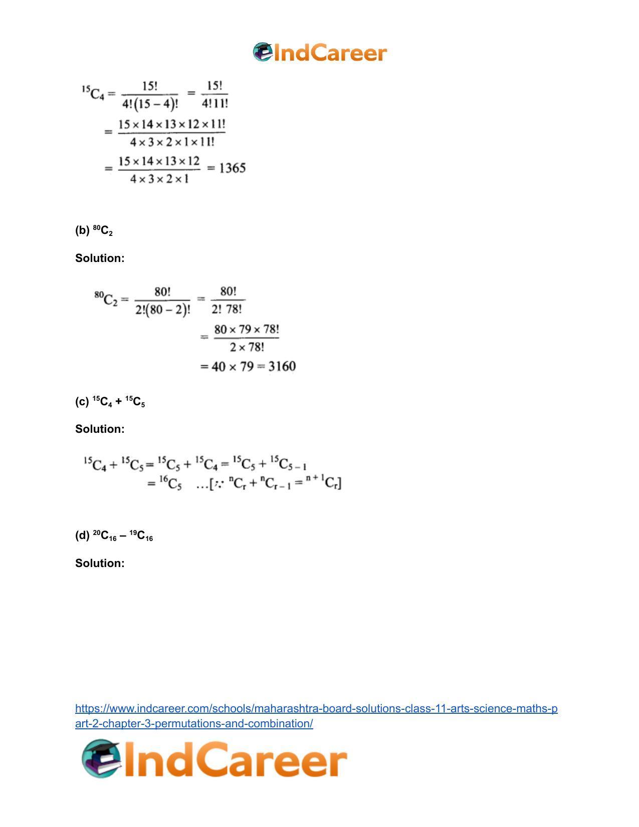 Maharashtra Board Solutions Class 11-Arts & Science Maths (Part 2): Chapter 3- Permutations and Combination - Page 65