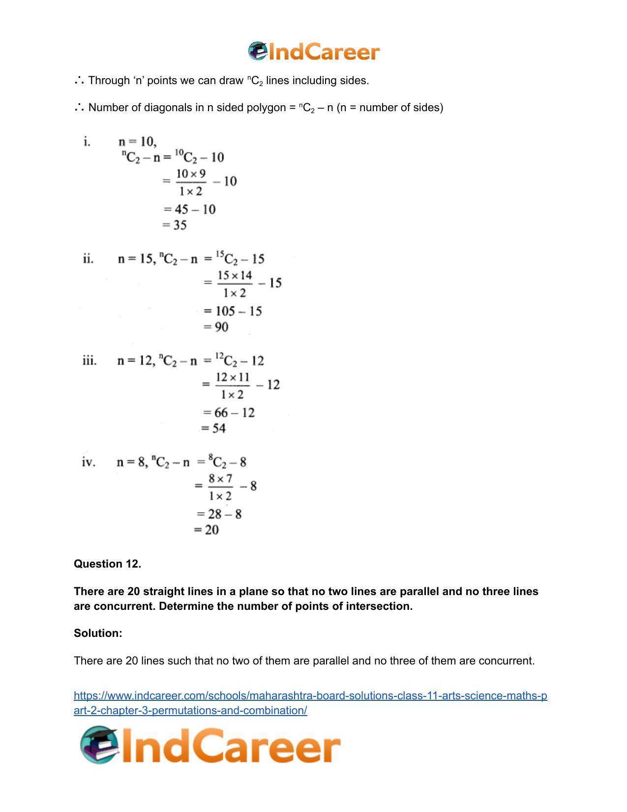 Maharashtra Board Solutions Class 11-Arts & Science Maths (Part 2): Chapter 3- Permutations and Combination - Page 76