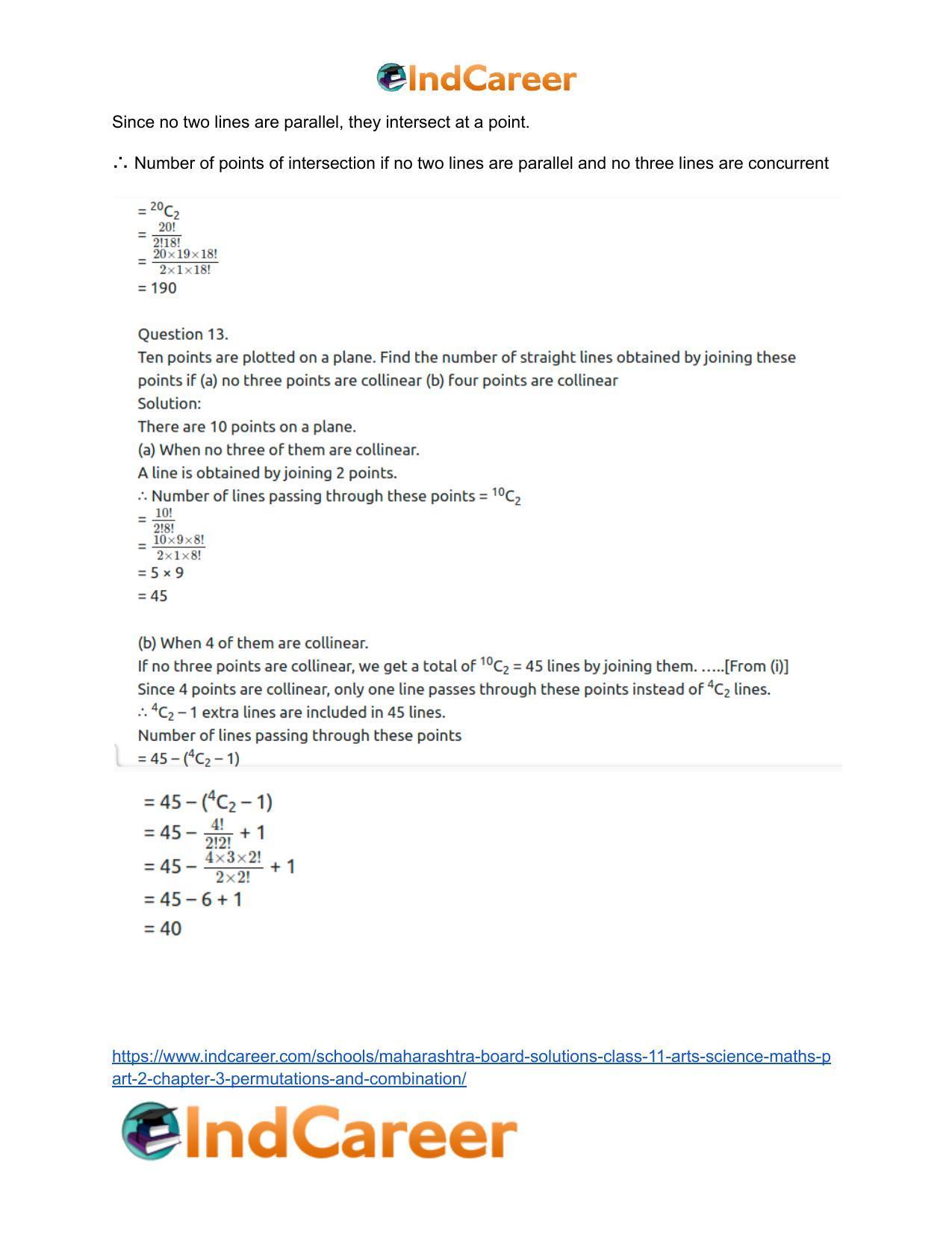 Maharashtra Board Solutions Class 11-Arts & Science Maths (Part 2): Chapter 3- Permutations and Combination - Page 77